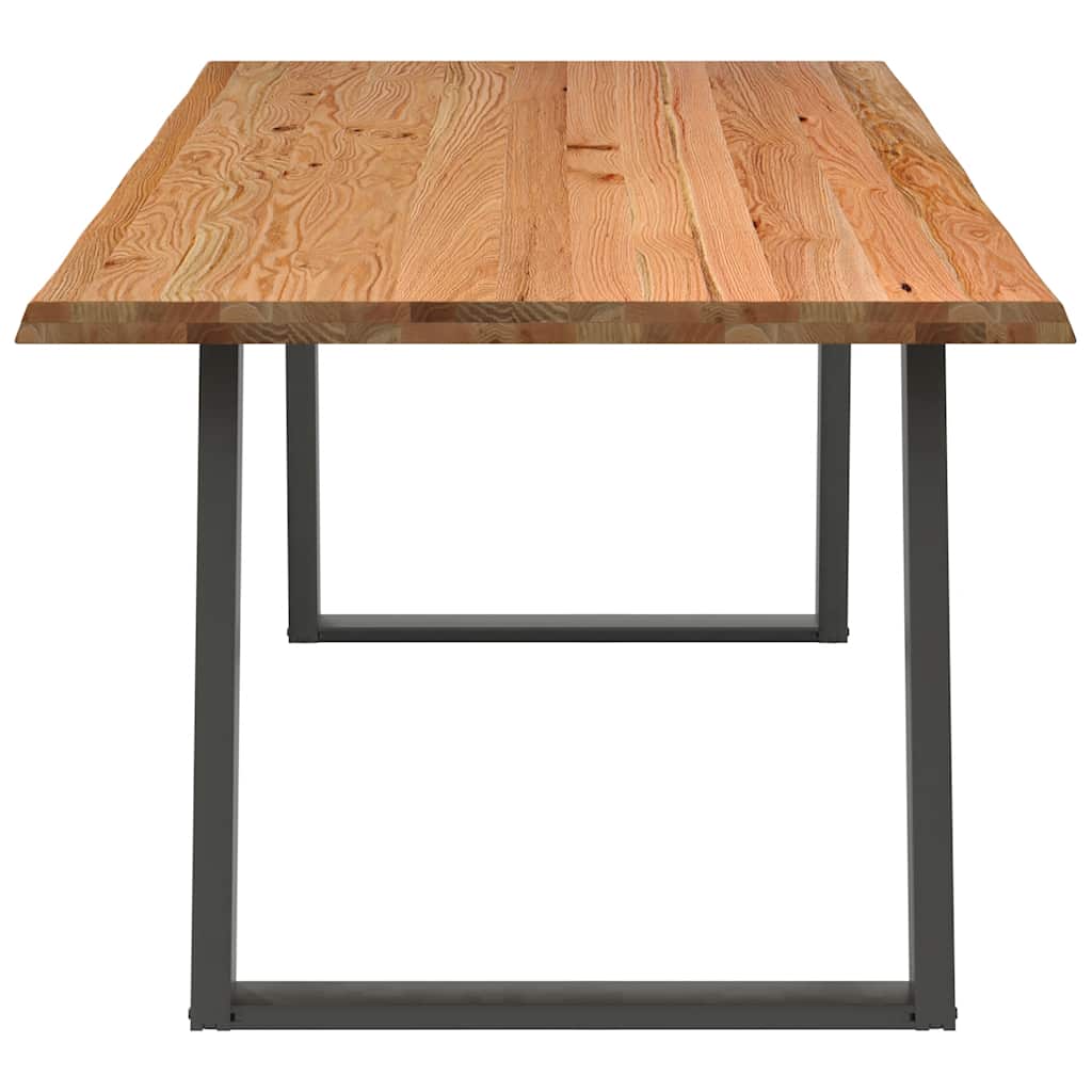 Eettafel met natuurlijke rand 220x100x74 cm massief eikenhout