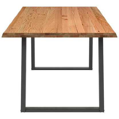Eettafel met natuurlijke rand 220x100x74 cm massief eikenhout