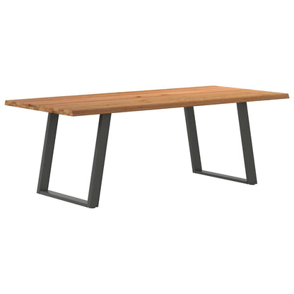 Eettafel met natuurlijke rand 220x100x74 cm massief eikenhout
