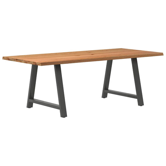 Eettafel met natuurlijke rand 220x100x74 cm massief eikenhout