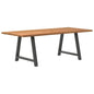 Eettafel met natuurlijke rand 220x100x74 cm massief eikenhout