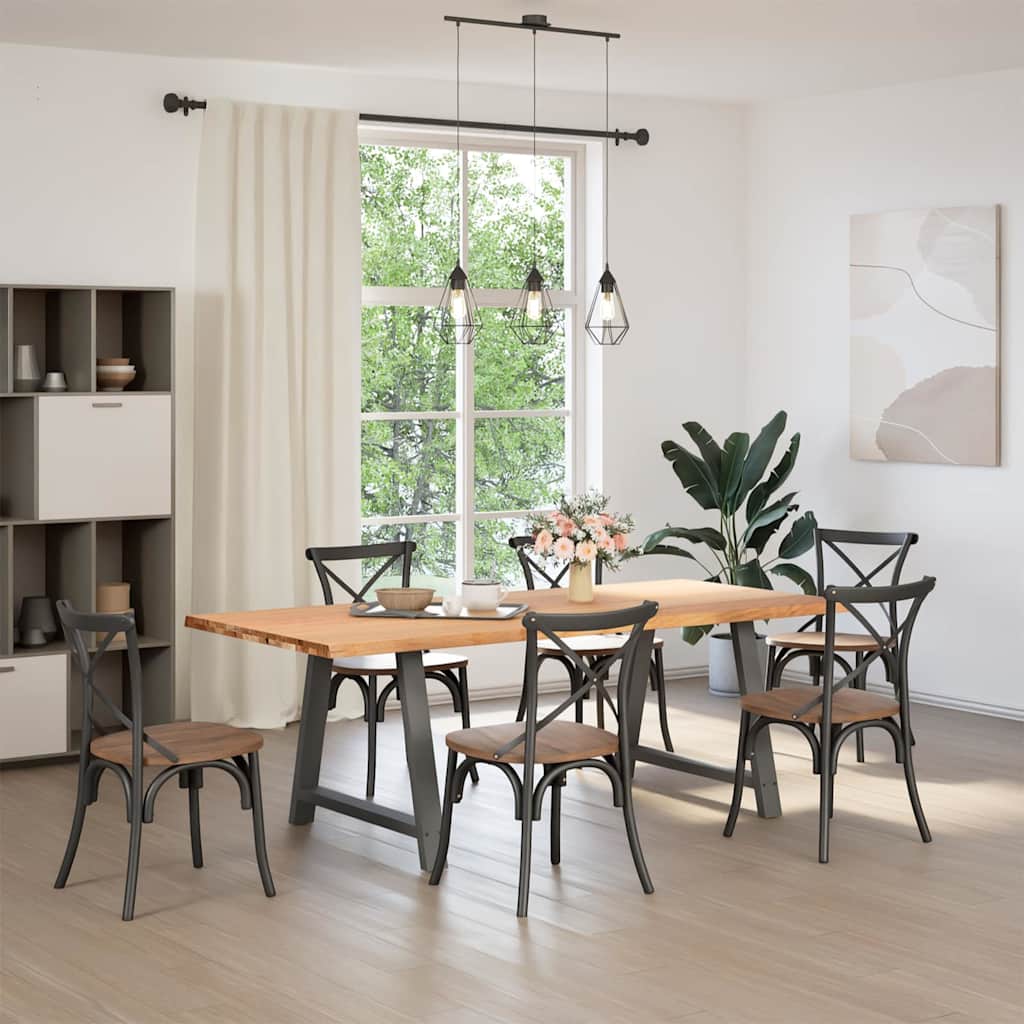 Eettafel met natuurlijke rand 220x100x74 cm massief eikenhout