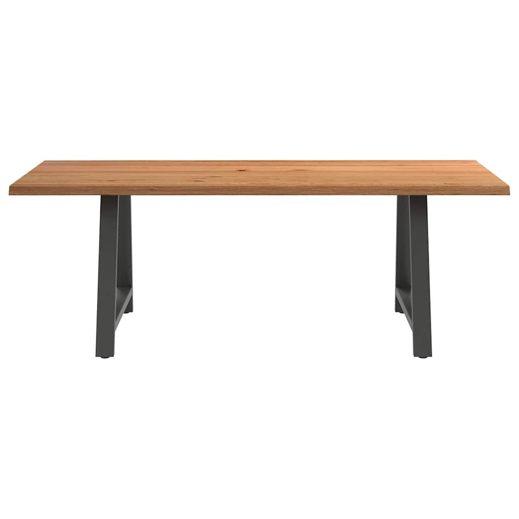 Eettafel met natuurlijke rand 220x100x74 cm massief eikenhout