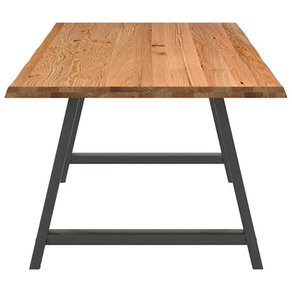 Eettafel met natuurlijke rand 220x100x74 cm massief eikenhout