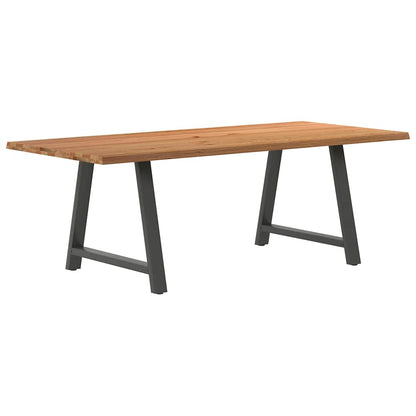 Eettafel met natuurlijke rand 220x100x74 cm massief eikenhout