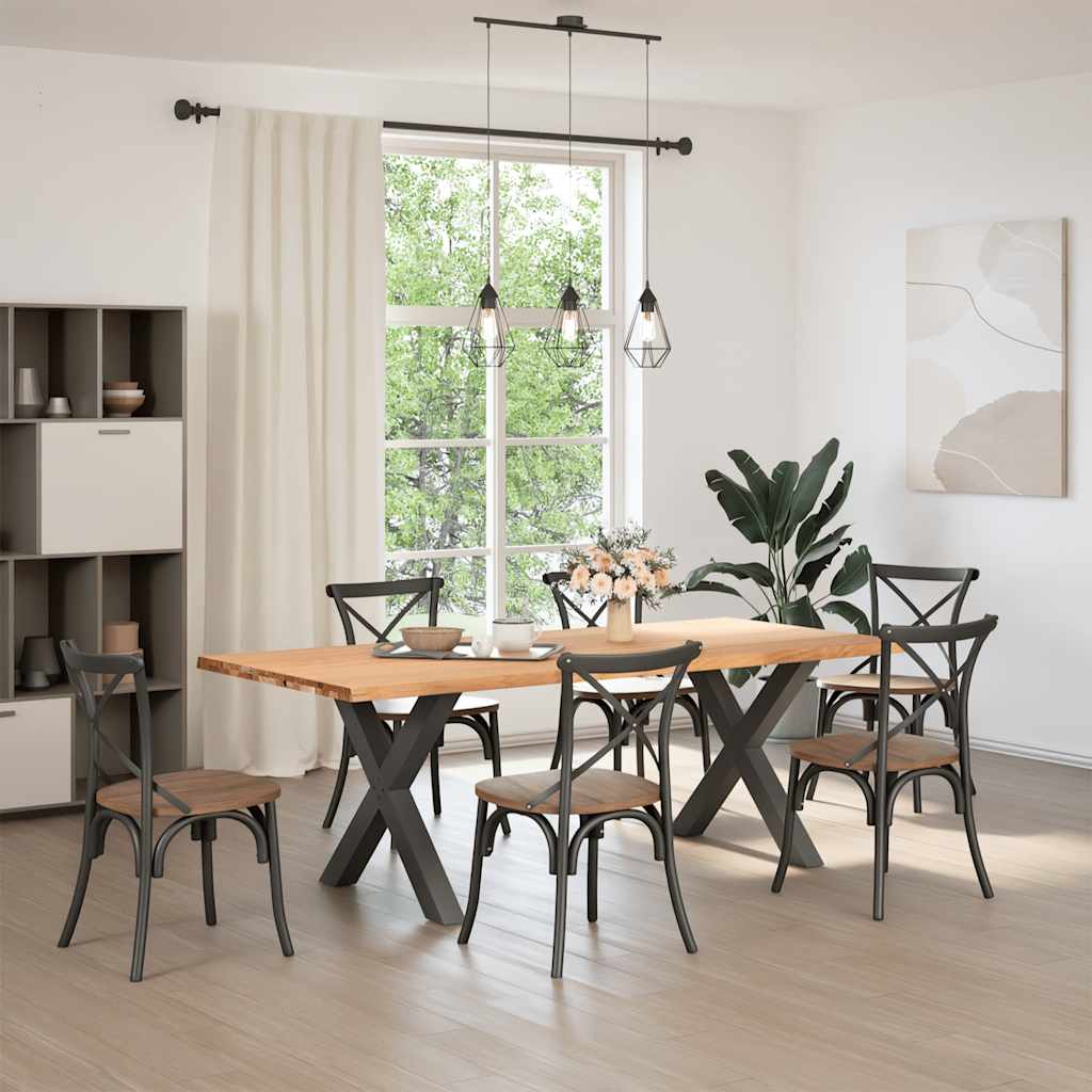 Eettafel met natuurlijke rand 220x100x74 cm massief eikenhout