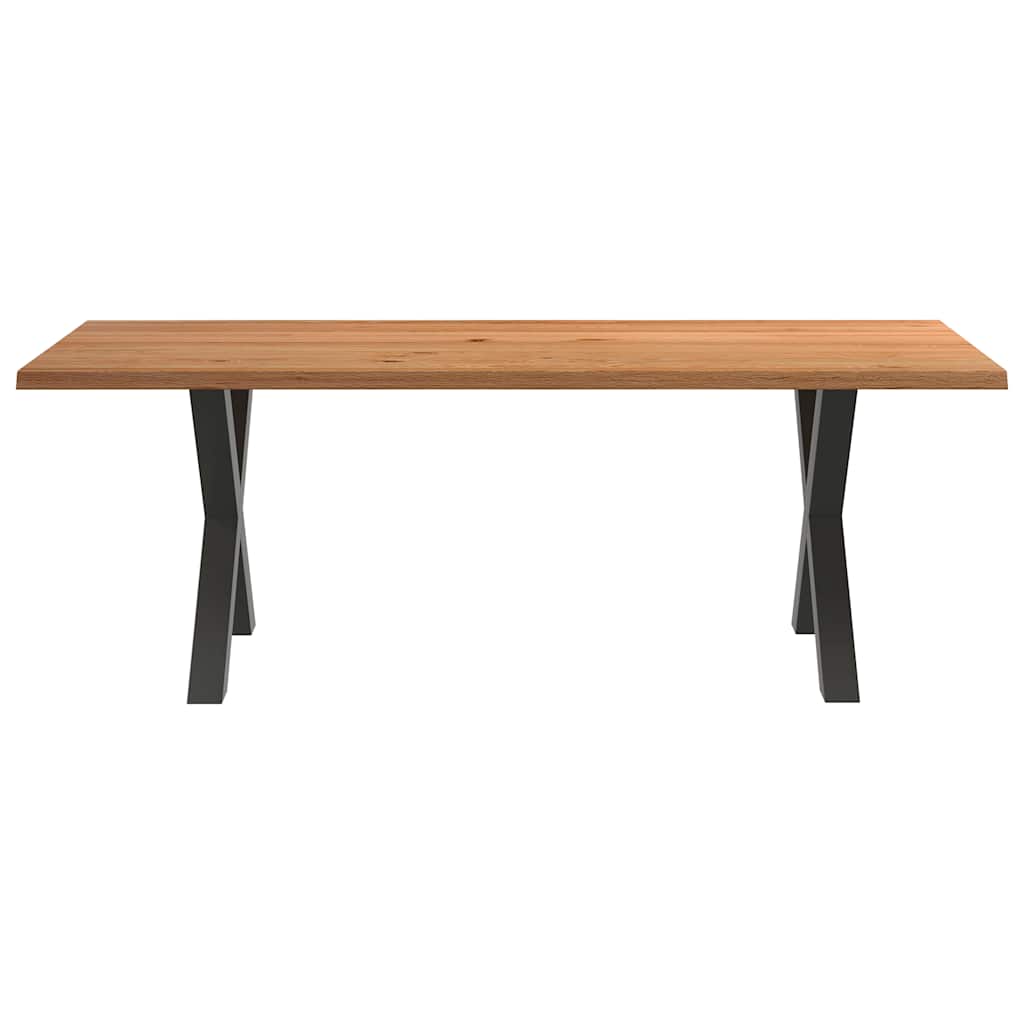 Eettafel met natuurlijke rand 220x100x74 cm massief eikenhout