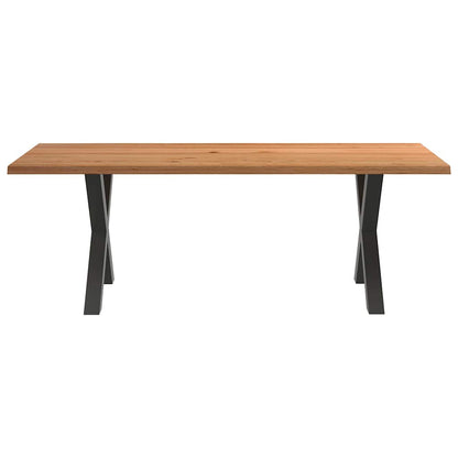 Eettafel met natuurlijke rand 220x100x74 cm massief eikenhout