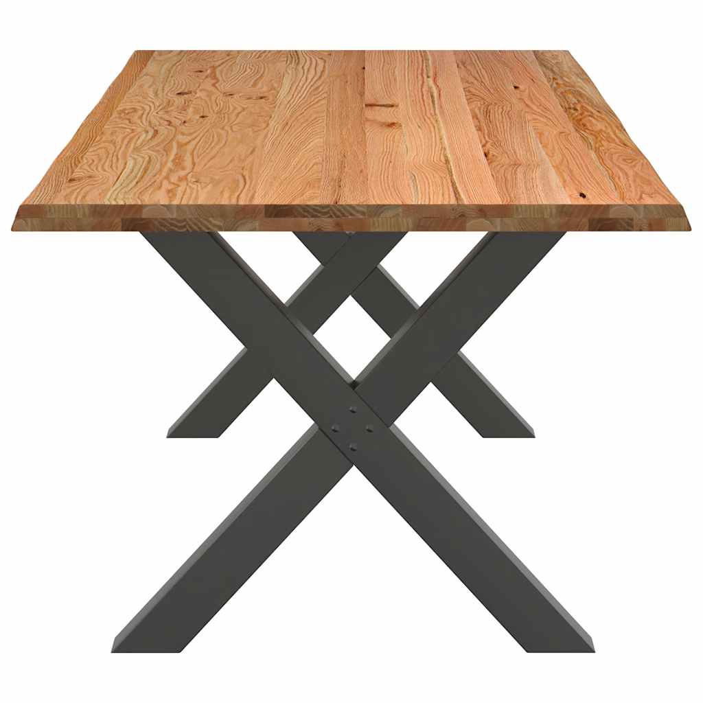 Eettafel met natuurlijke rand 220x100x74 cm massief eikenhout