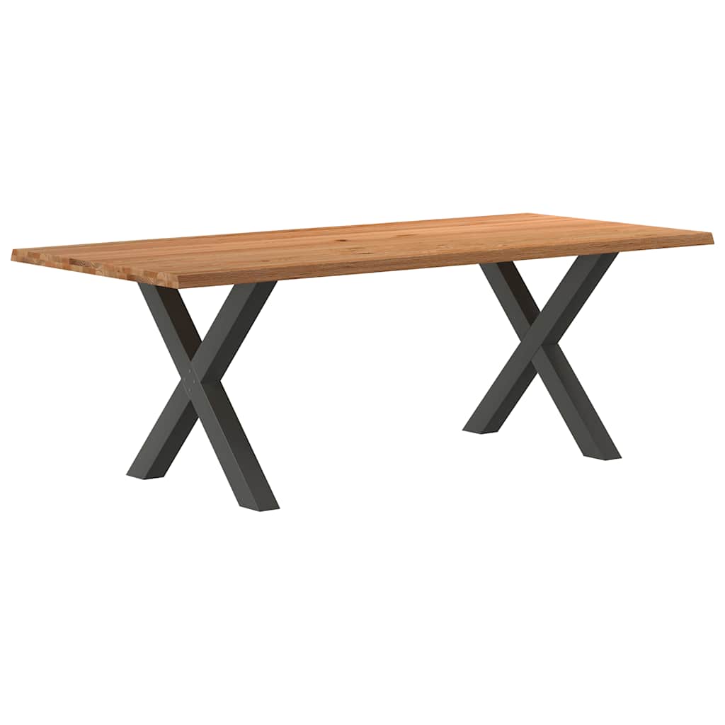 Eettafel met natuurlijke rand 220x100x74 cm massief eikenhout