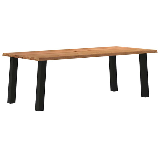 Eettafel met natuurlijke rand 220x100x74 cm massief eikenhout