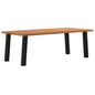 Eettafel met natuurlijke rand 220x100x74 cm massief eikenhout