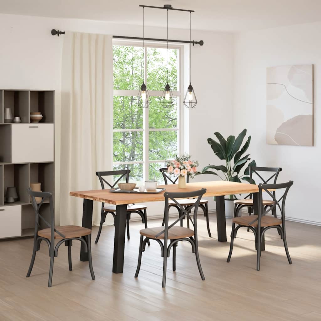 Eettafel met natuurlijke rand 220x100x74 cm massief eikenhout