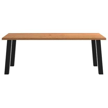 Eettafel met natuurlijke rand 220x100x74 cm massief eikenhout