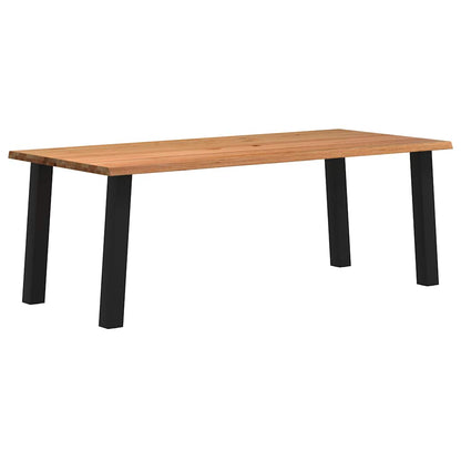 Eettafel met natuurlijke rand 220x100x74 cm massief eikenhout