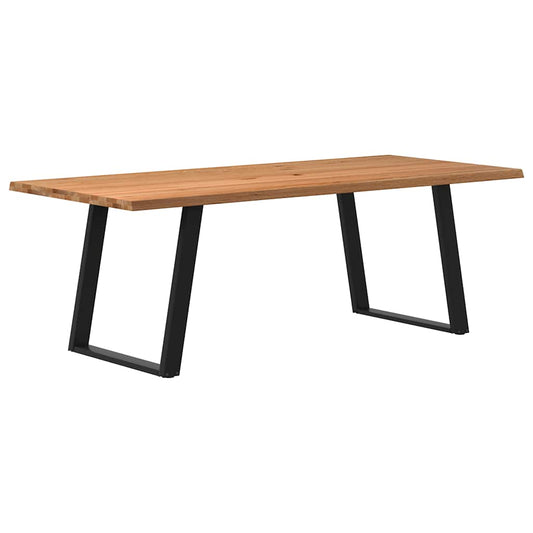 Eettafel met natuurlijke rand 220x100x74 cm massief eikenhout