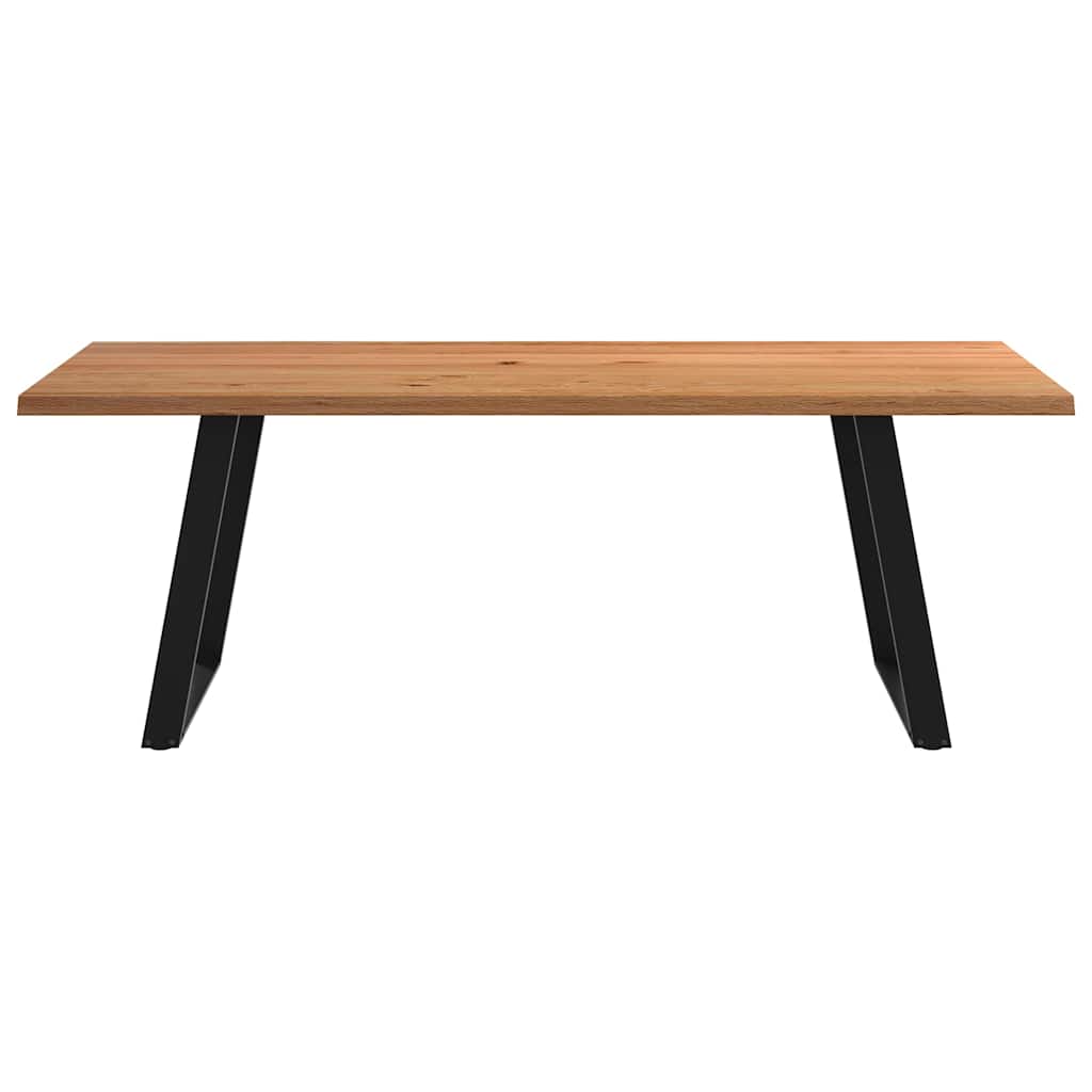 Eettafel met natuurlijke rand 220x100x74 cm massief eikenhout