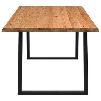 Eettafel met natuurlijke rand 220x100x74 cm massief eikenhout
