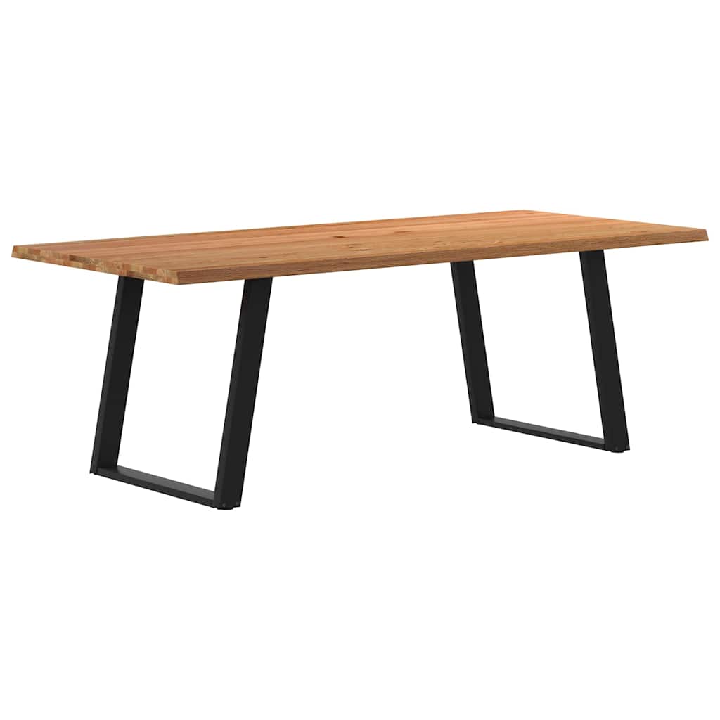 Eettafel met natuurlijke rand 220x100x74 cm massief eikenhout