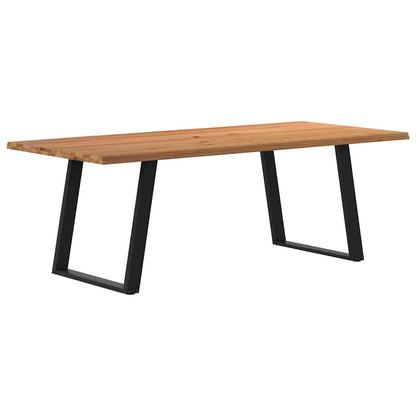 Eettafel met natuurlijke rand 220x100x74 cm massief eikenhout
