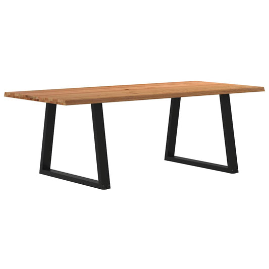 Eettafel met natuurlijke rand 220x100x74 cm massief eikenhout