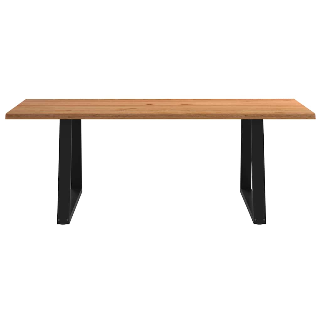 Eettafel met natuurlijke rand 220x100x74 cm massief eikenhout