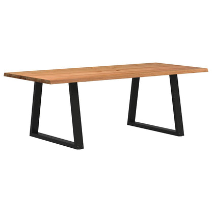 Eettafel met natuurlijke rand 220x100x74 cm massief eikenhout