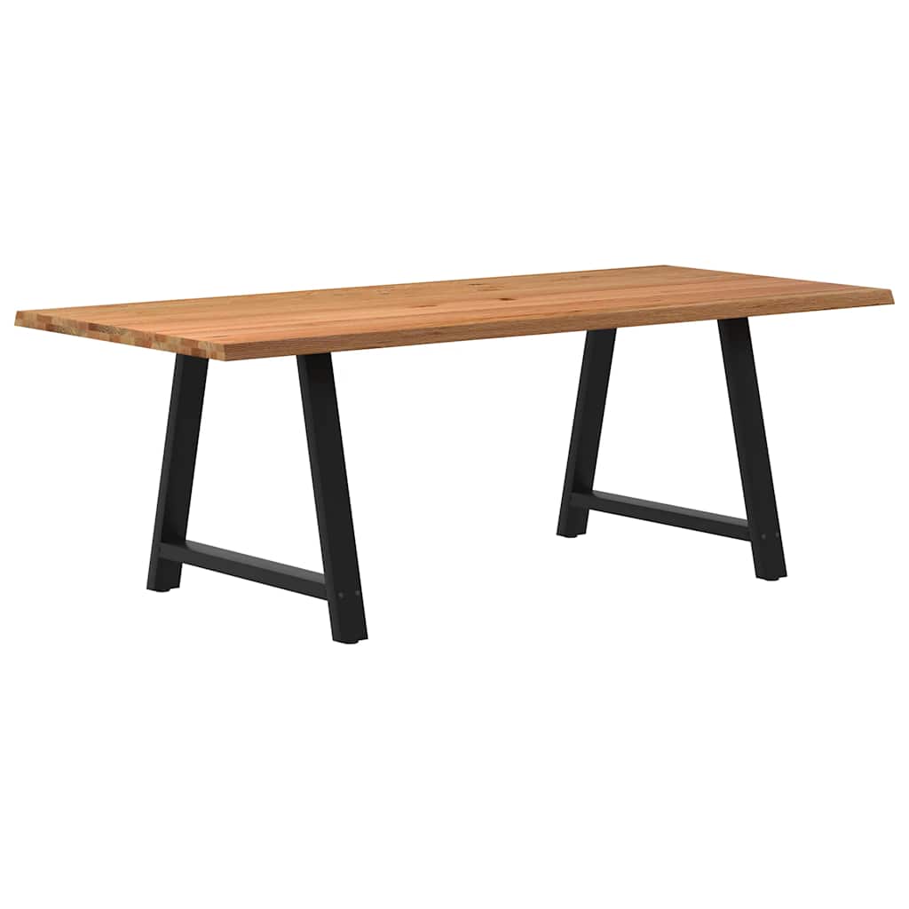 Eettafel met natuurlijke rand 220x100x74 cm massief eikenhout