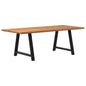 Eettafel met natuurlijke rand 220x100x74 cm massief eikenhout