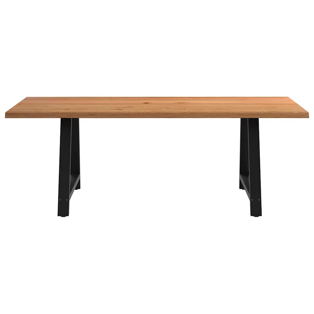 Eettafel met natuurlijke rand 220x100x74 cm massief eikenhout