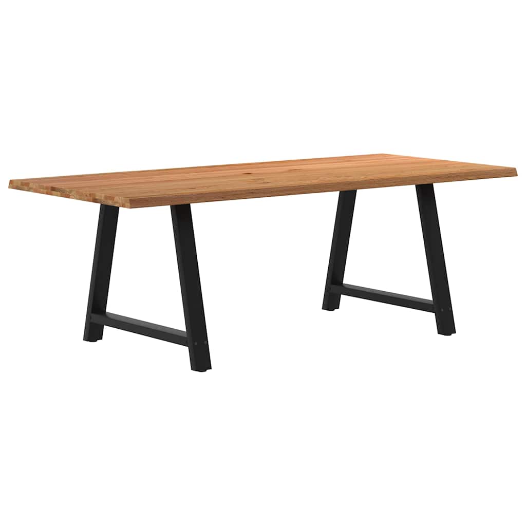 Eettafel met natuurlijke rand 220x100x74 cm massief eikenhout