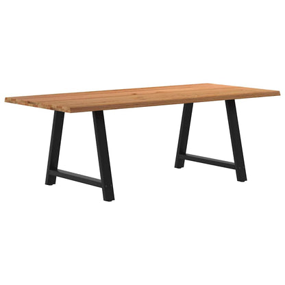 Eettafel met natuurlijke rand 220x100x74 cm massief eikenhout