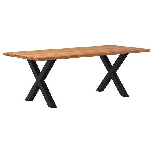 Eettafel met natuurlijke rand 220x100x74 cm massief eikenhout
