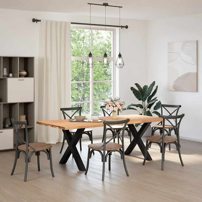 Eettafel met natuurlijke rand 220x100x74 cm massief eikenhout