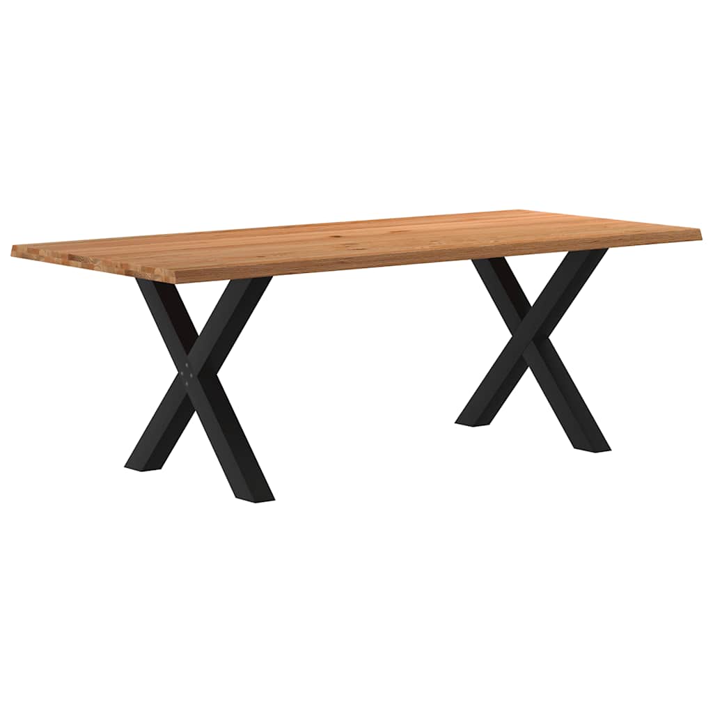 Eettafel met natuurlijke rand 220x100x74 cm massief eikenhout