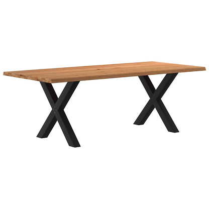 Eettafel met natuurlijke rand 220x100x74 cm massief eikenhout