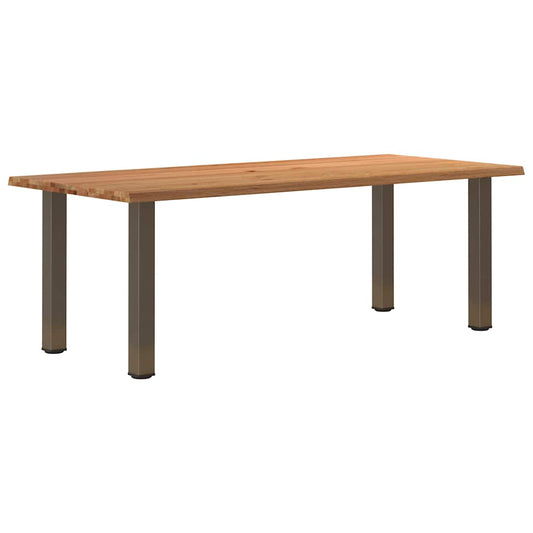 Eettafel met natuurlijke rand 220x100x74 cm massief eikenhout