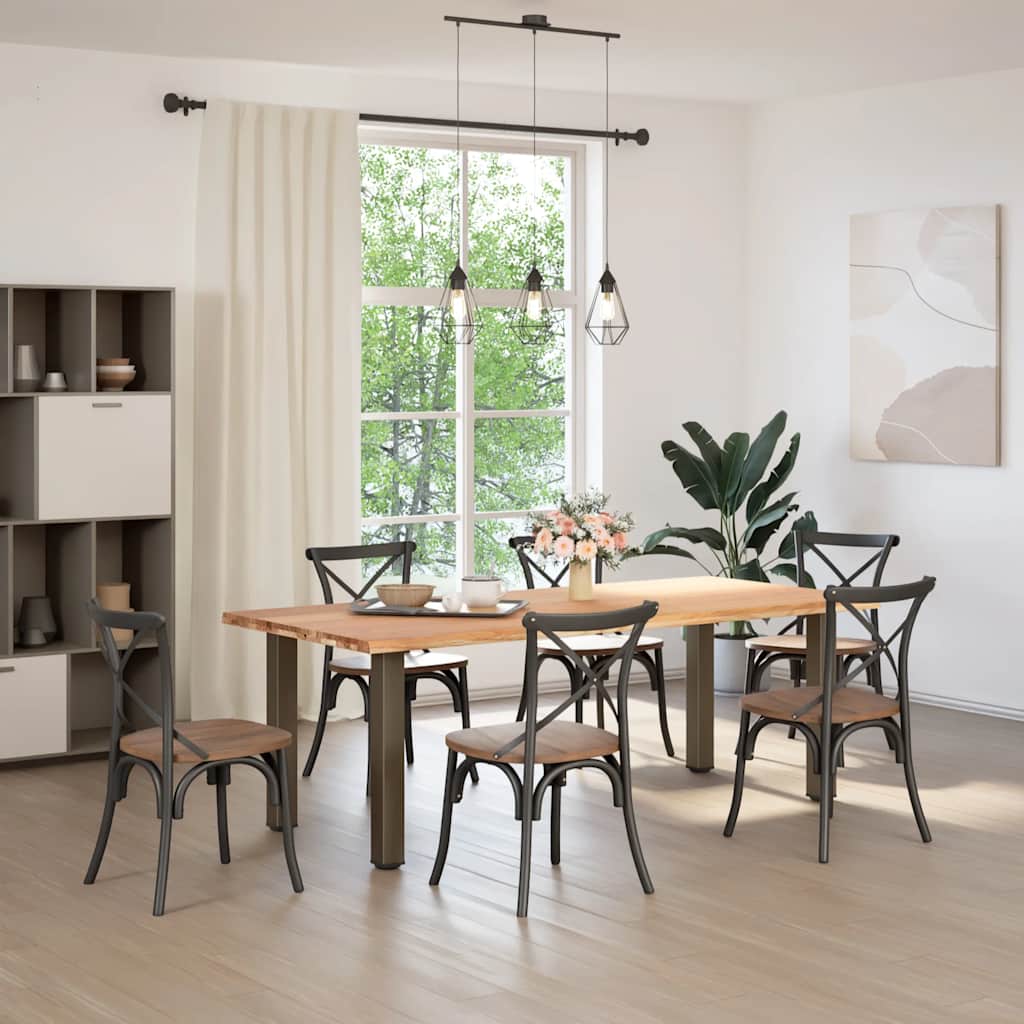Eettafel met natuurlijke rand 220x100x74 cm massief eikenhout