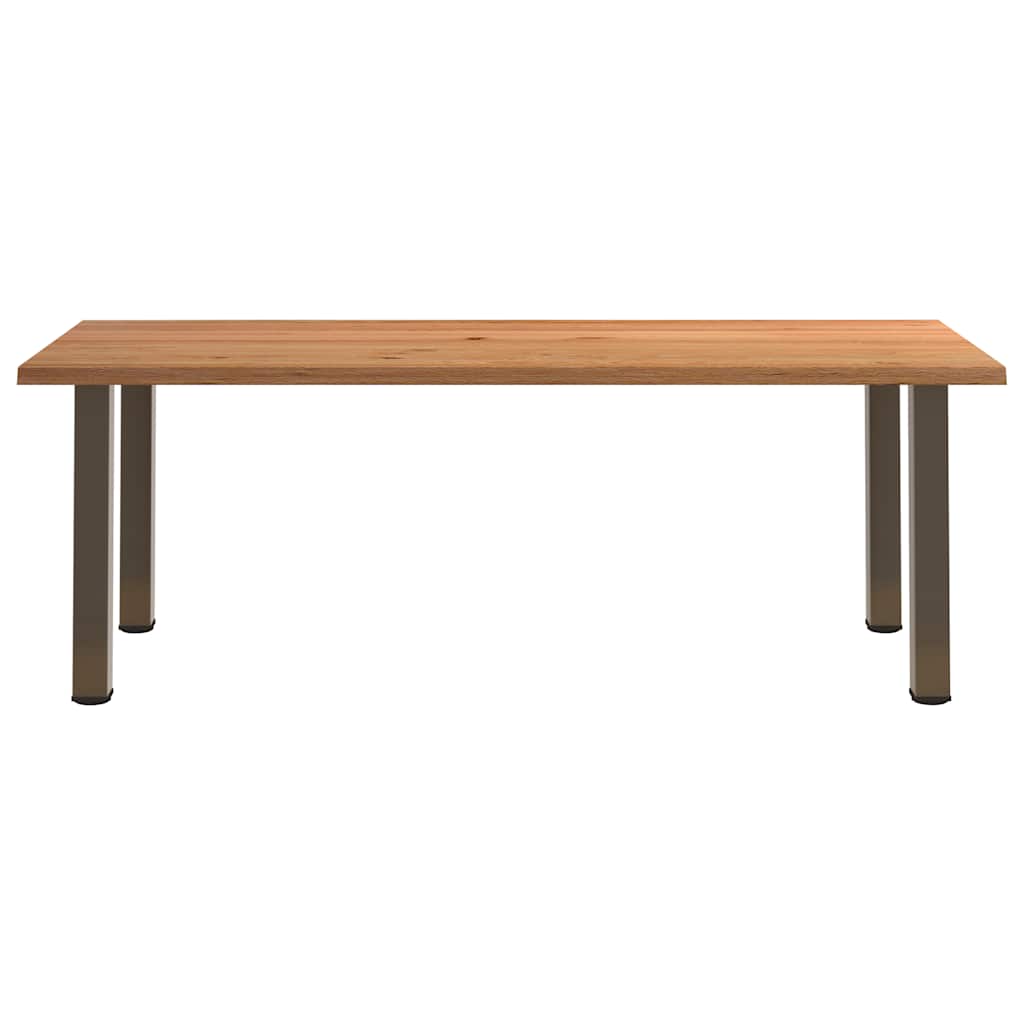Eettafel met natuurlijke rand 220x100x74 cm massief eikenhout