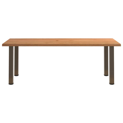 Eettafel met natuurlijke rand 220x100x74 cm massief eikenhout