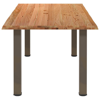 Eettafel met natuurlijke rand 220x100x74 cm massief eikenhout