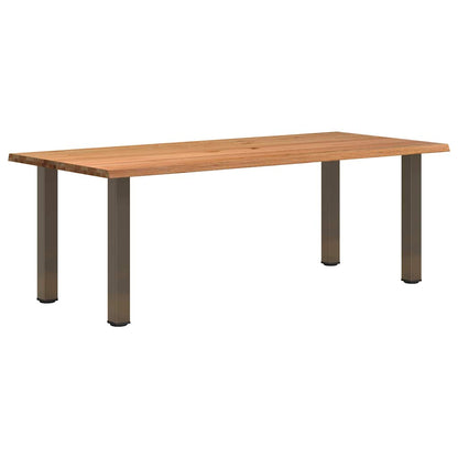 Eettafel met natuurlijke rand 220x100x74 cm massief eikenhout