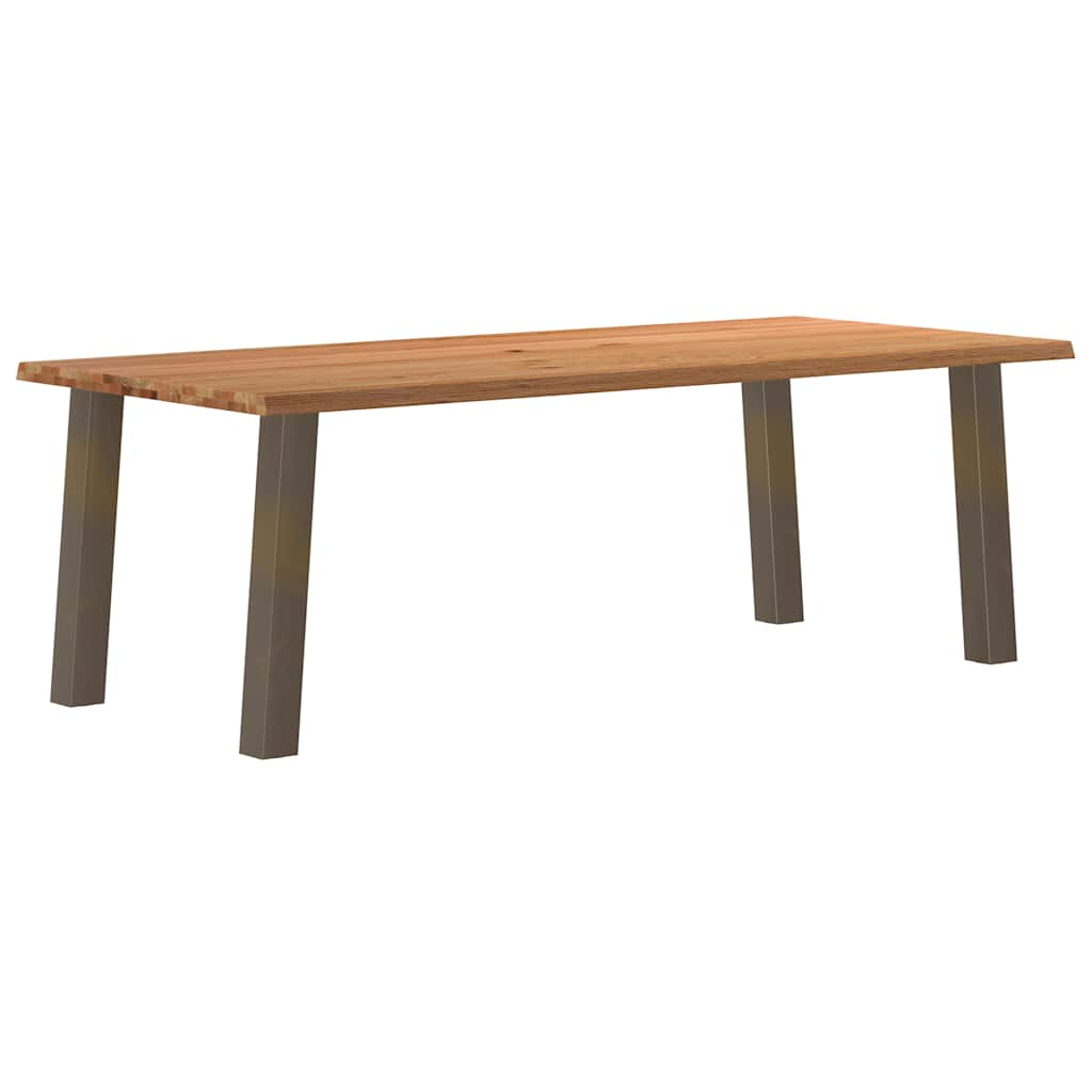 Eettafel met natuurlijke rand 220x100x74 cm massief eikenhout