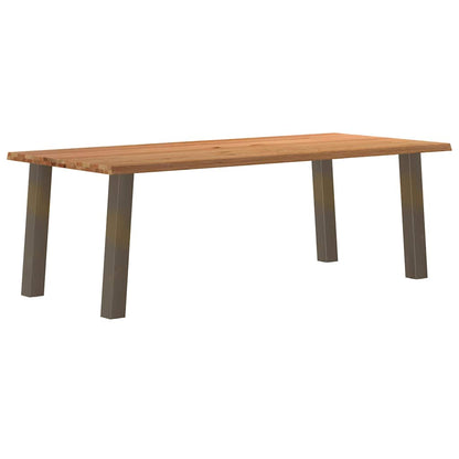 Eettafel met natuurlijke rand 220x100x74 cm massief eikenhout