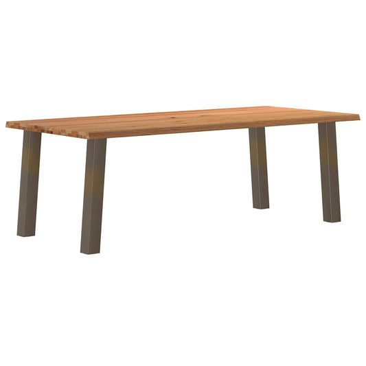 Eettafel met natuurlijke rand 220x100x74 cm massief eikenhout