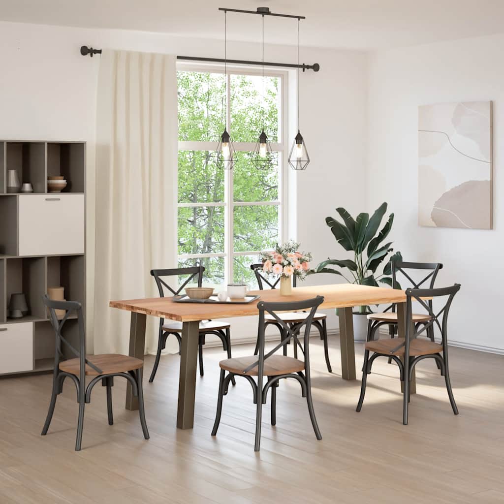 Eettafel met natuurlijke rand 220x100x74 cm massief eikenhout