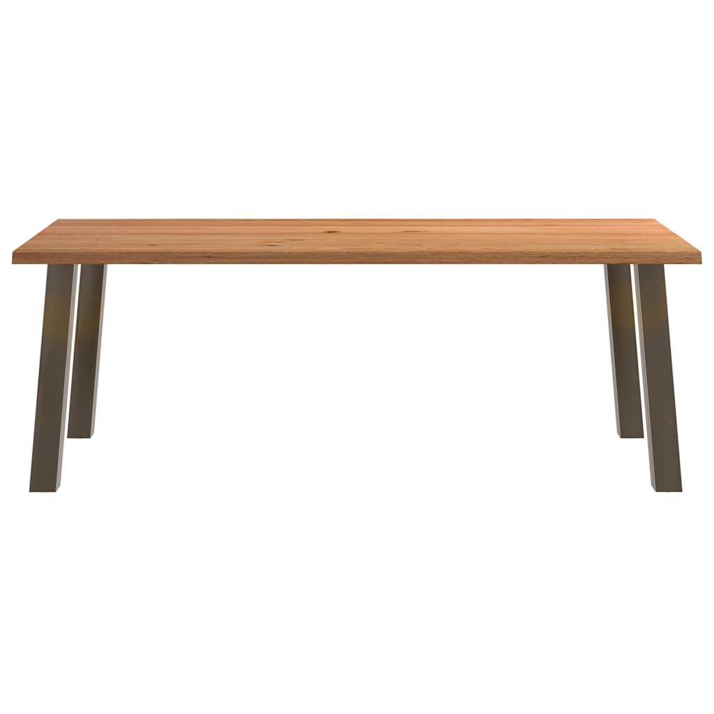 Eettafel met natuurlijke rand 220x100x74 cm massief eikenhout