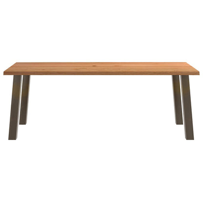 Eettafel met natuurlijke rand 220x100x74 cm massief eikenhout