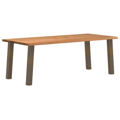 Eettafel met natuurlijke rand 220x100x74 cm massief eikenhout