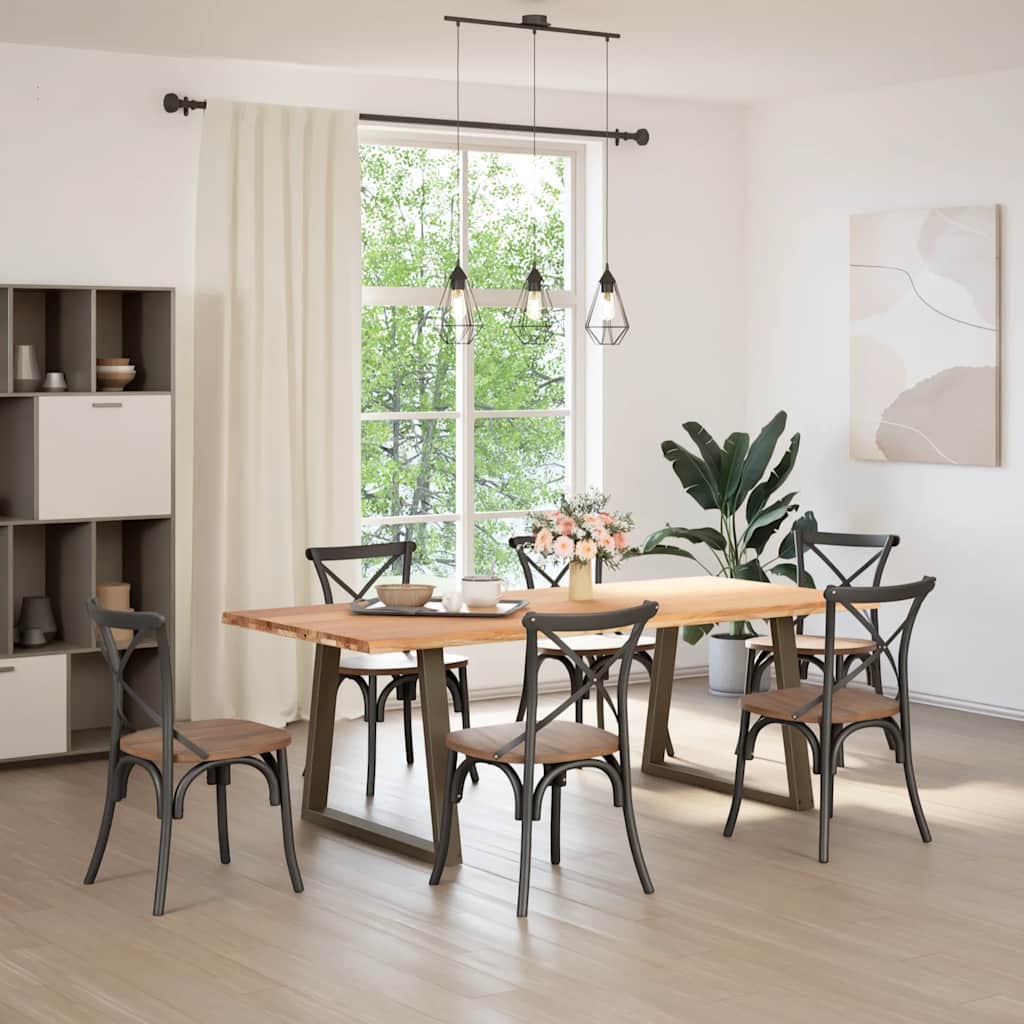 Eettafel met natuurlijke rand 220x100x74 cm massief eikenhout